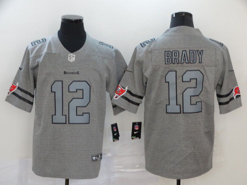 Men Tampa Bay Buccaneers 12 Brady Grey Nike Limited Vapor Untouchable NFL Jerseys